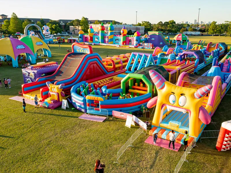 What are the tarpaulin materials for inflatable castles?