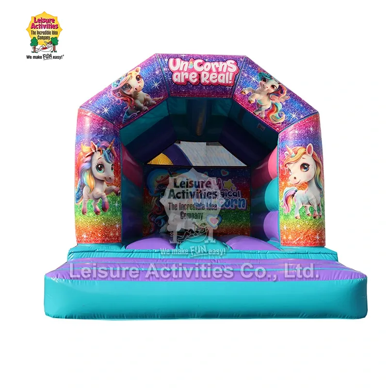 Mini Inflatable Bouncy Castle A Frame Purple Teal With Roof