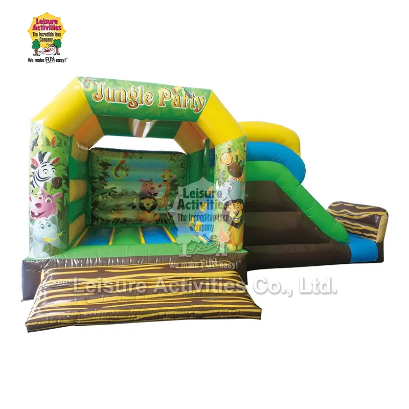 Small Inflatable Multiplay Bouncy Castles Jungle party with Slide