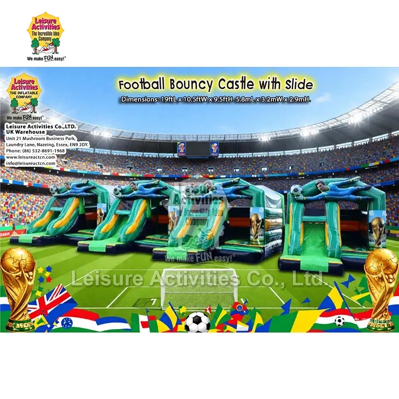 Small Inflatable Multiplay Football Bouncy Castles with Slide