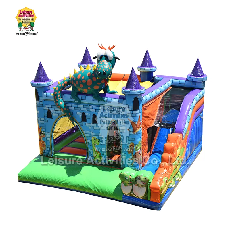 Standard Inflatable Multiplay Bouncy Castles Dragon with Slide